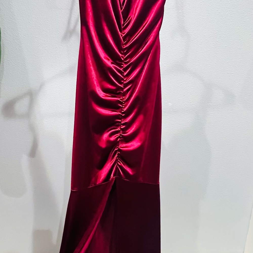 BCX Burgundy Satin Maxi Dress